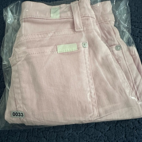 7 For All Mankind Women's Light Pink Mid Rise Distressed Jean Shorts Size 23 - Picture 12 of 12